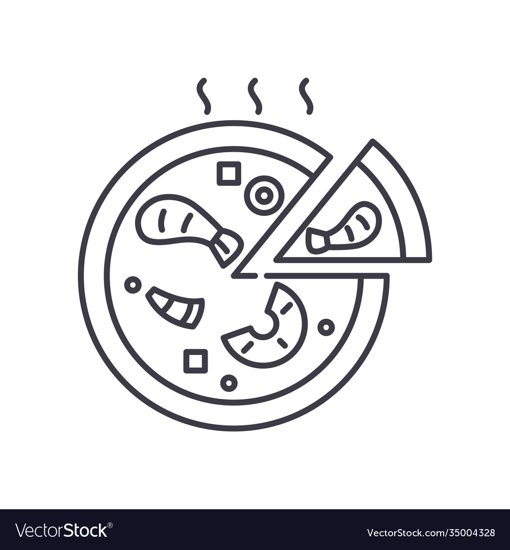 Pizza pie icon linear isolated thin