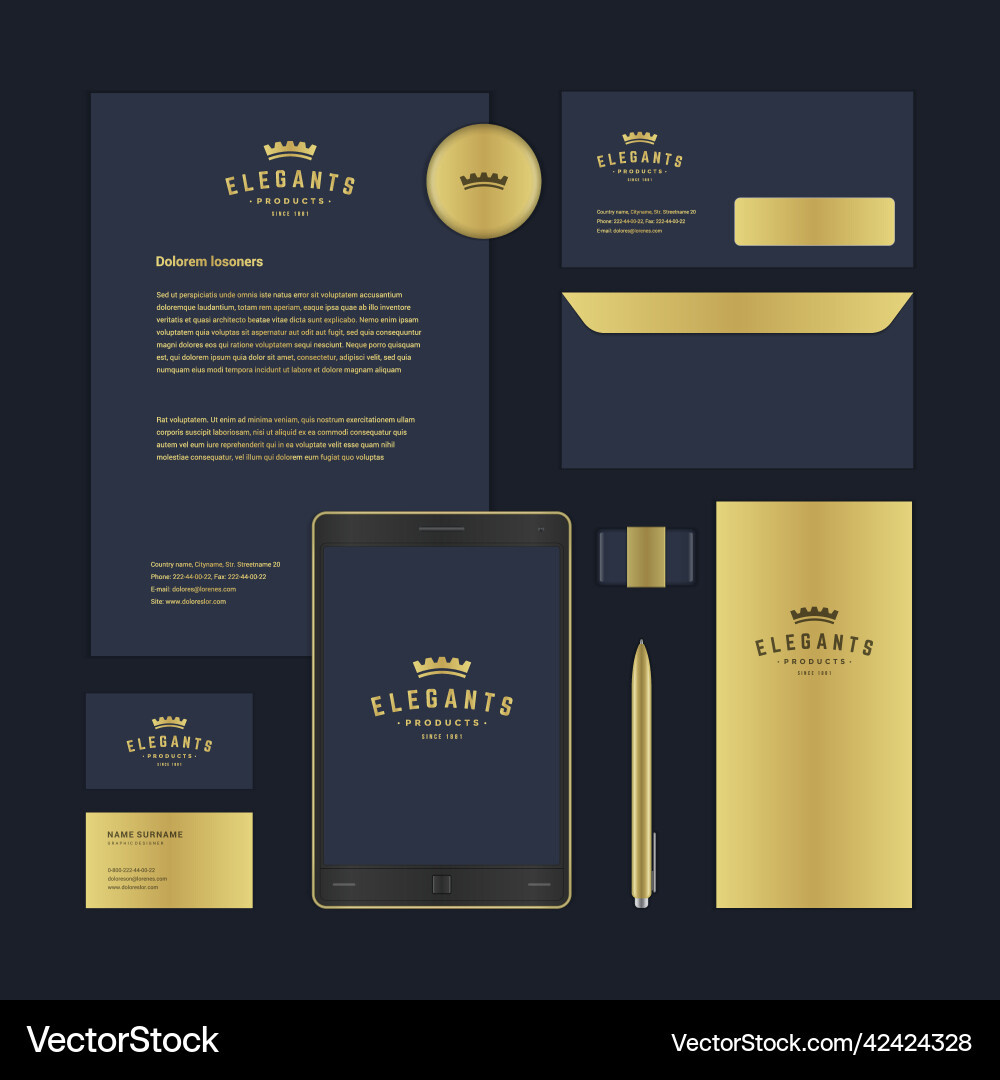 Premium business accessories collection blue Vector Image