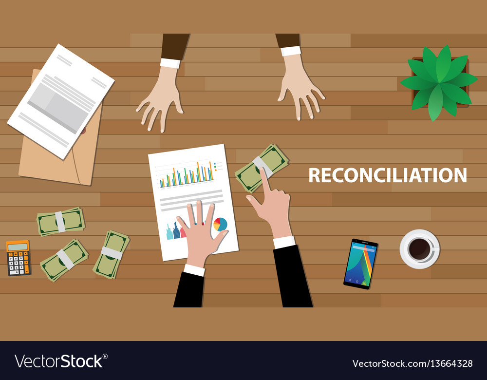 Reconciliation white text with two Royalty Free Vector Image