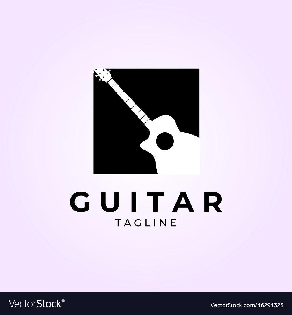 Simple guitar logo vintage icon badge design