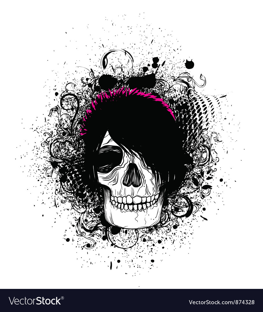 Skull with grunge Royalty Free Vector Image - VectorStock