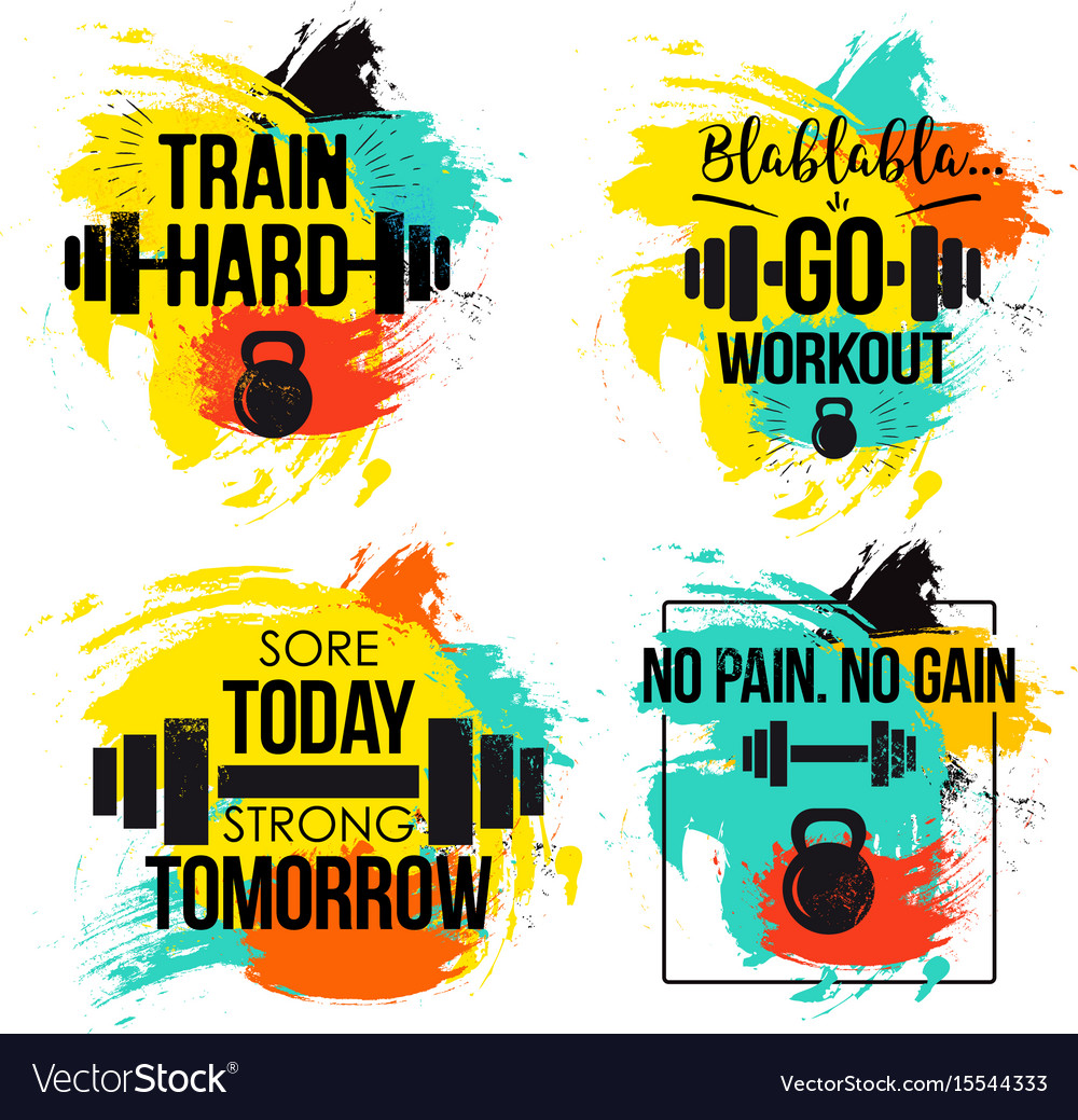 Gym and fitness motivation quote set Royalty Free Vector