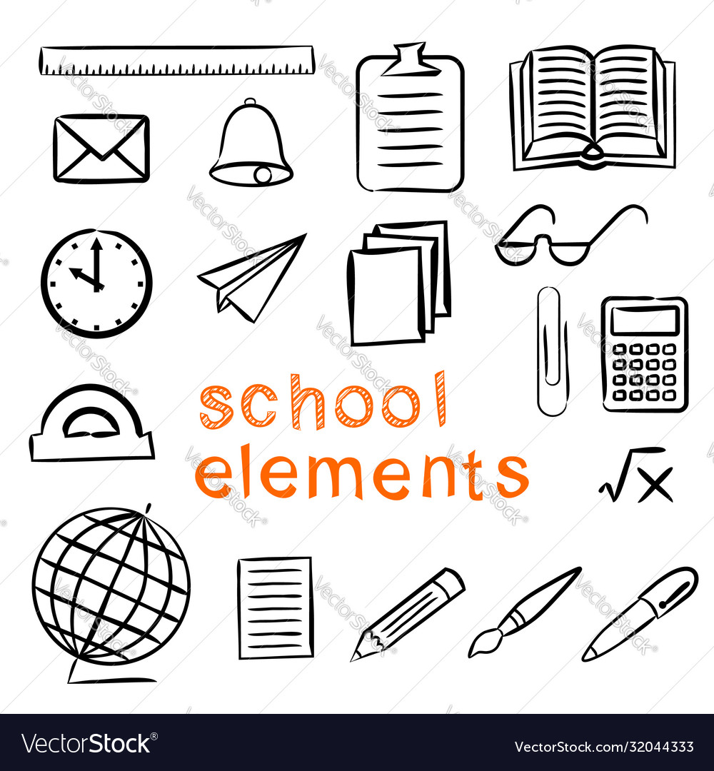 Hand drawn school elements