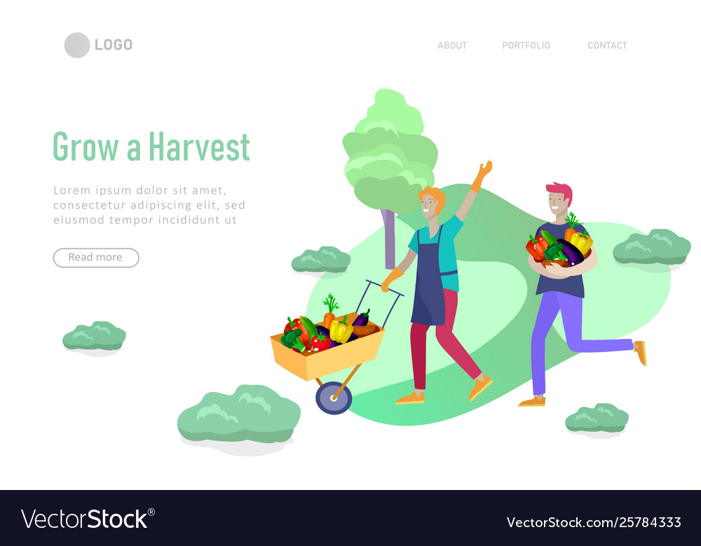 Harvesting and gardening people doing farming Vector Image