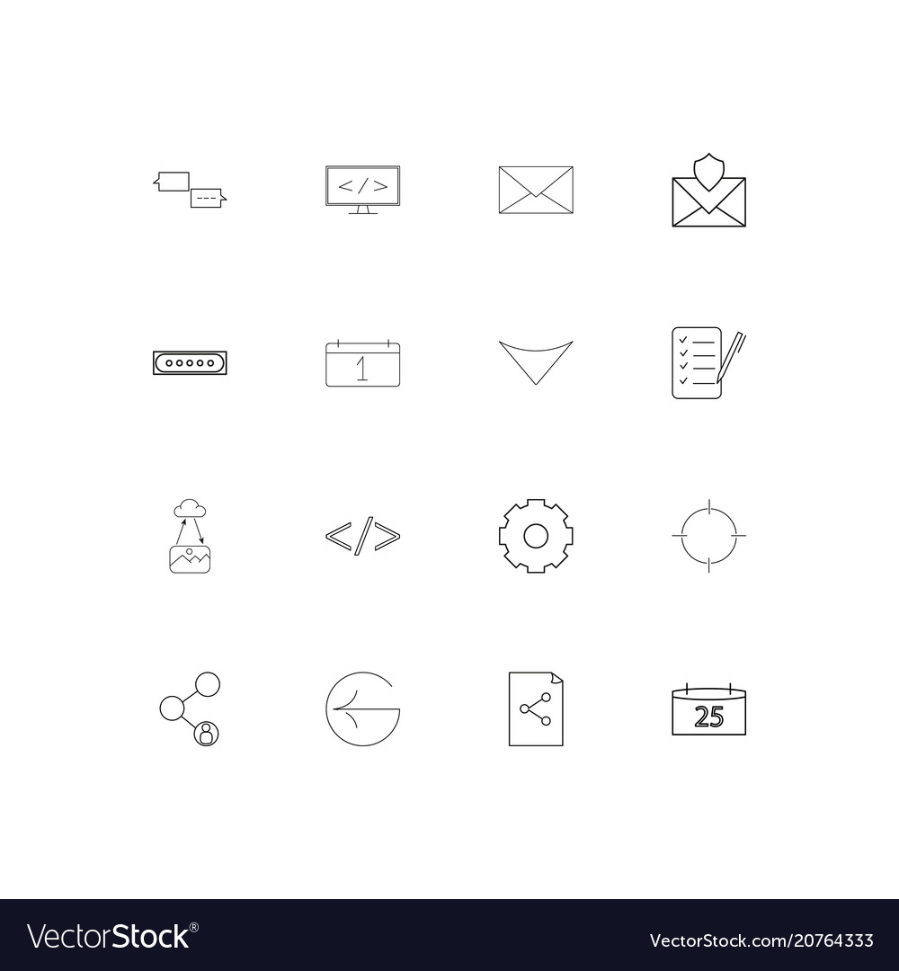 Internet technologies linear thin icons set