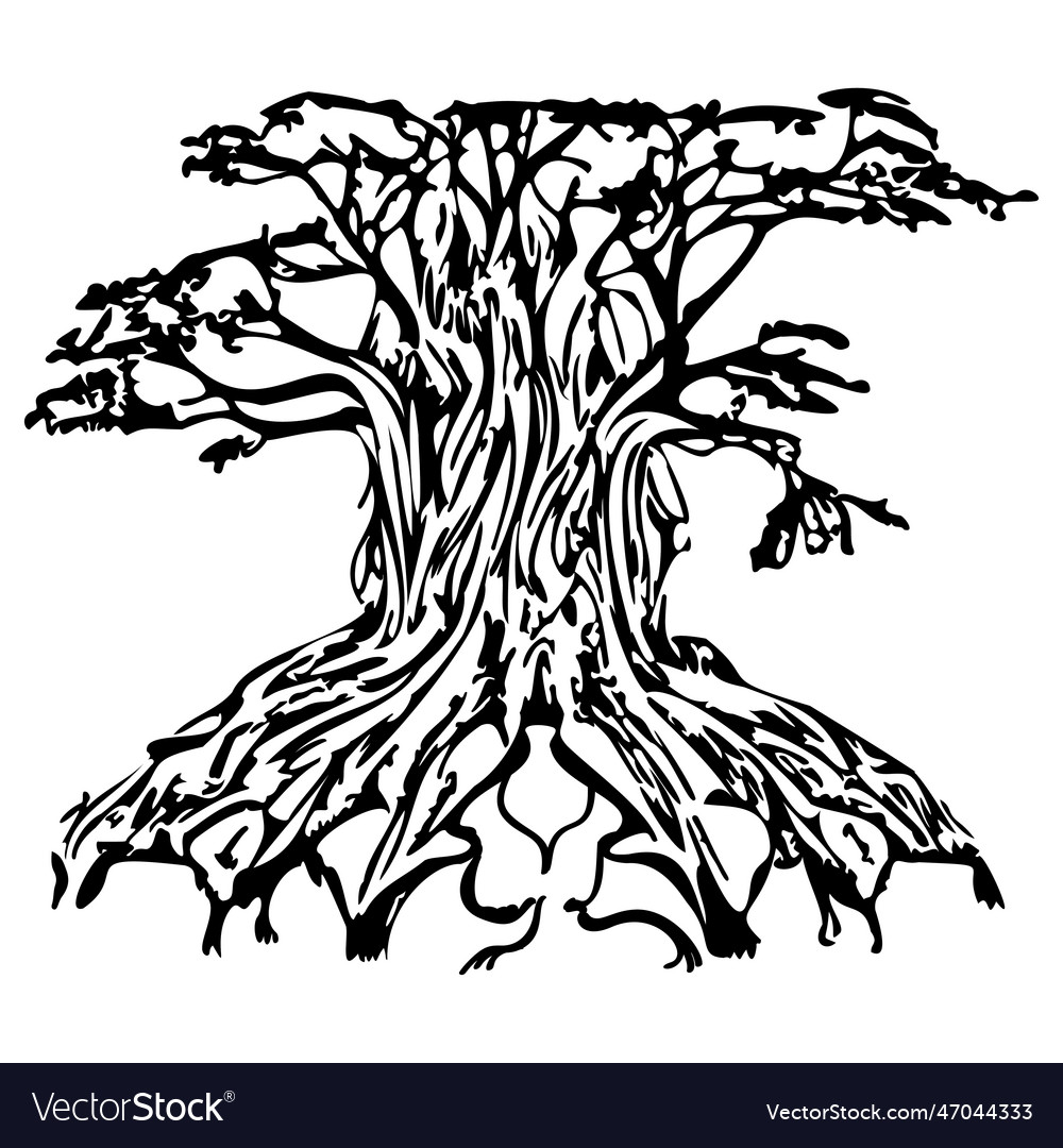 Lineart abstract tree Royalty Free Vector Image