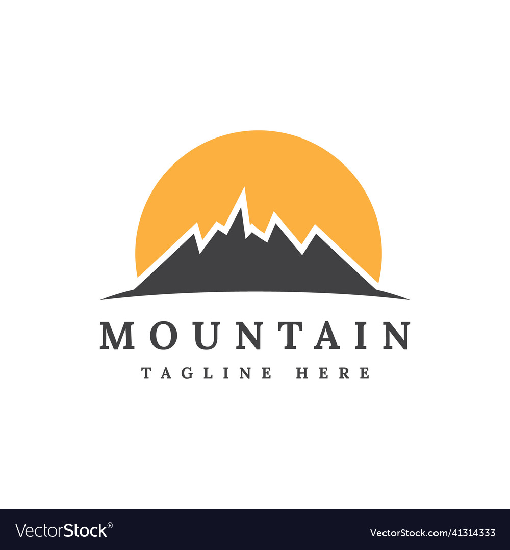 Mountain and sun logo design Royalty Free Vector Image