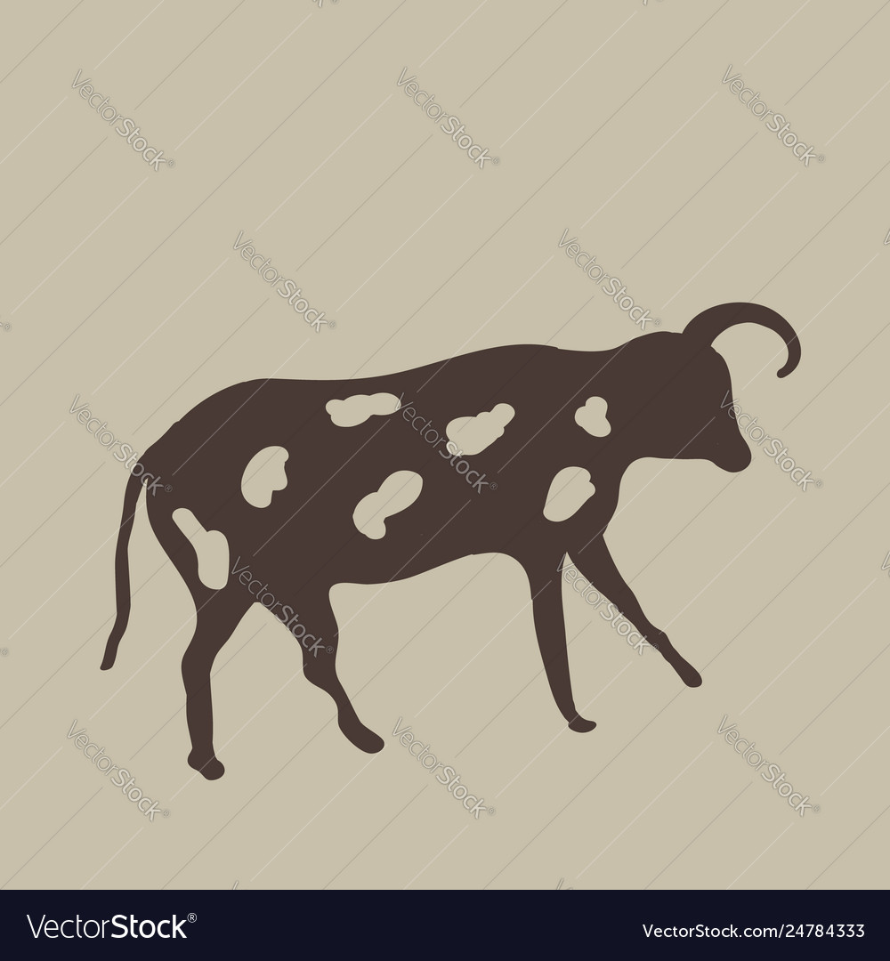 Painting an ancient ox on a cave wall Royalty Free Vector