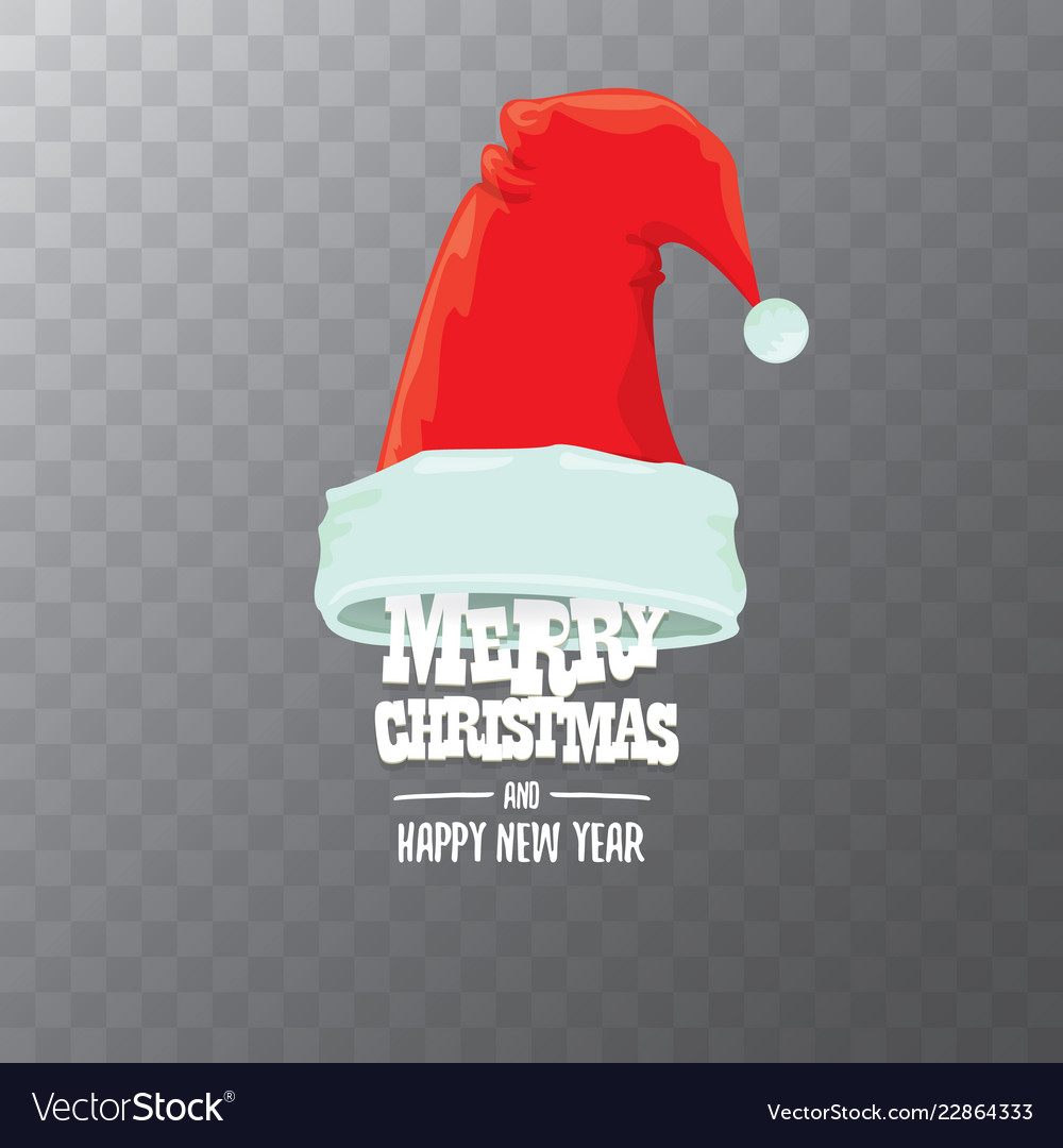 Red santa hat label isolated on transparent Vector Image