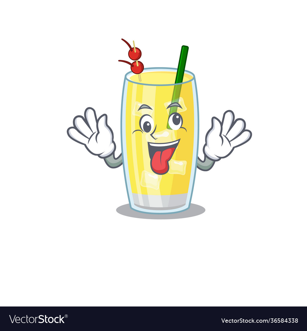 A mascot design pina colada cocktail having