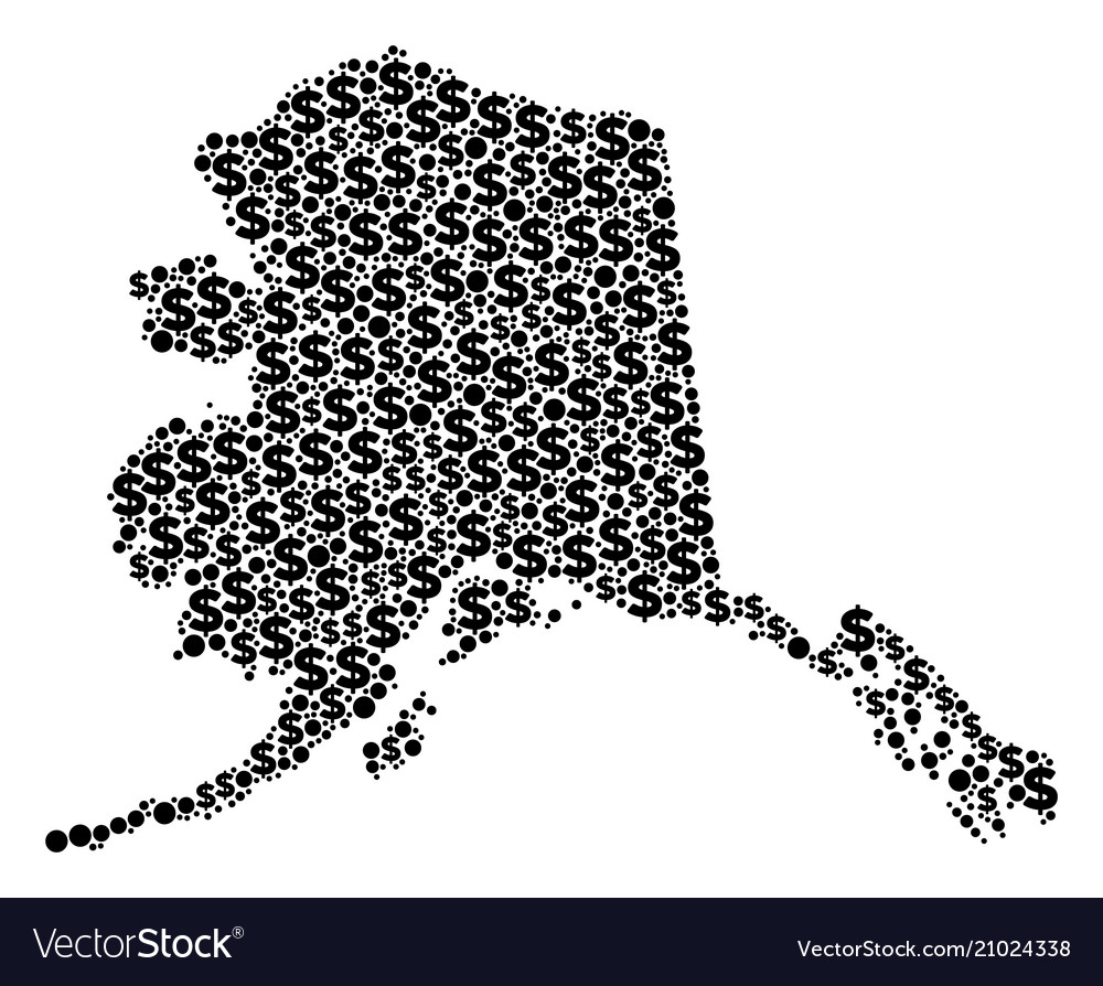 Alaska map gdp collage of dollar and dots Vector Image