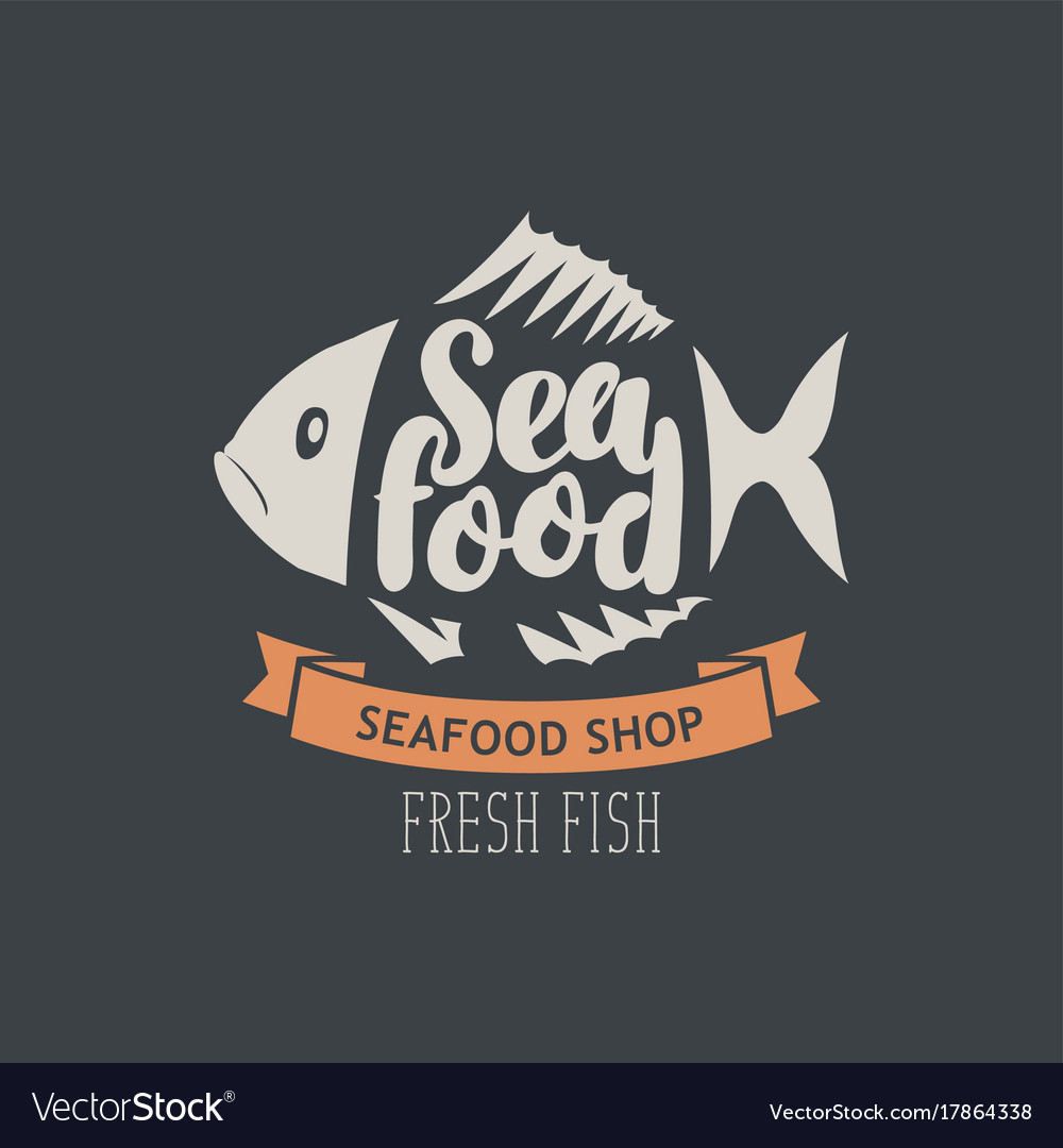 Banner for seafood shop with decorative fish