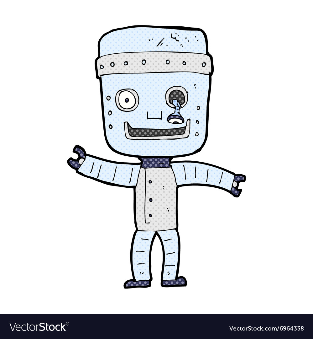 Comic cartoon funny old robot