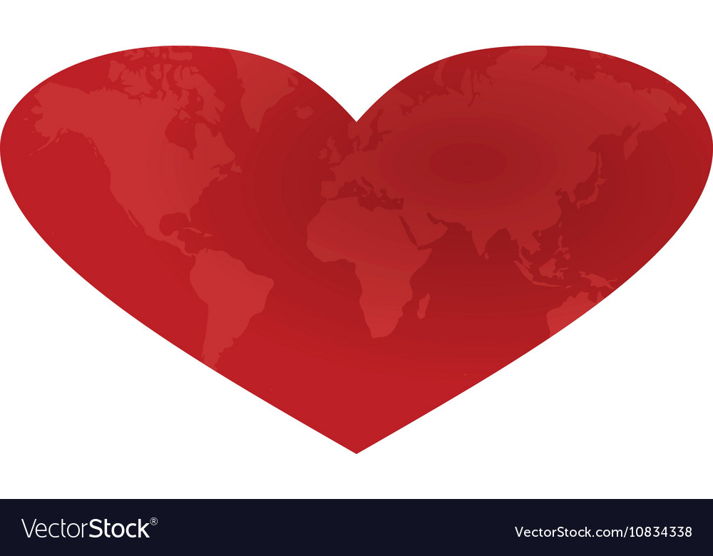 Heart with worl map inside