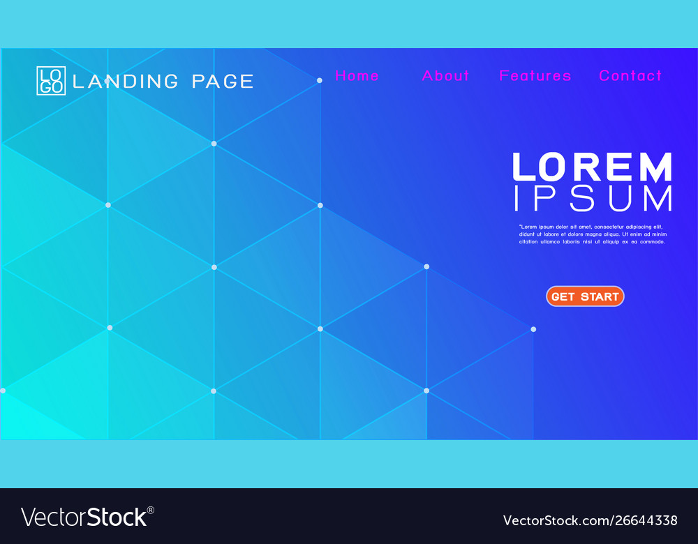 Landing page template with gradient background