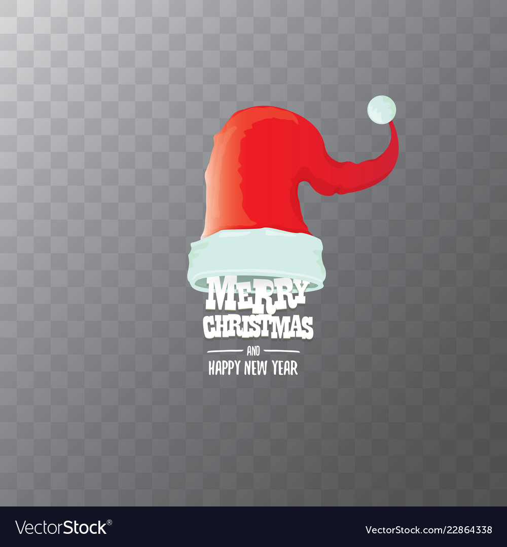 Red santa hat label isolated on transparent Vector Image