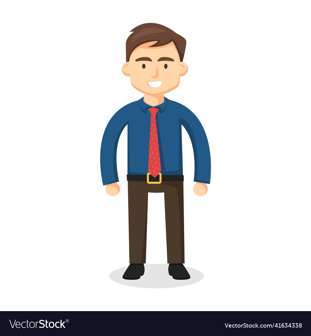 Standing business man in trendy flat style Vector Image