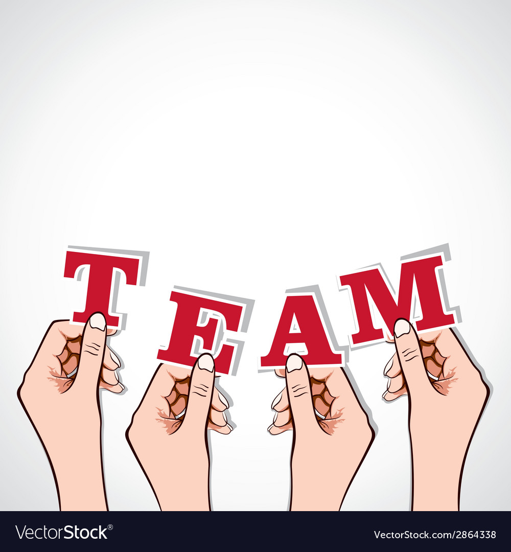 team-word-in-hand-royalty-free-vector-image-vectorstock