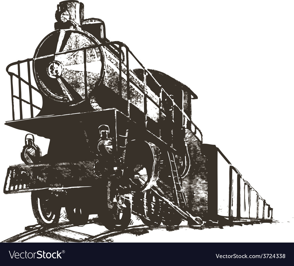 Train Black White Paint Print Royalty Free Vector Image