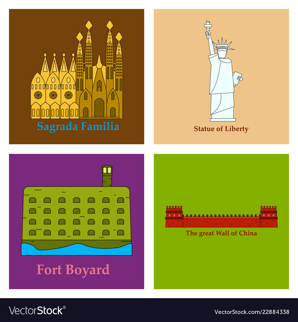 Travel journey concept famous monuments of world