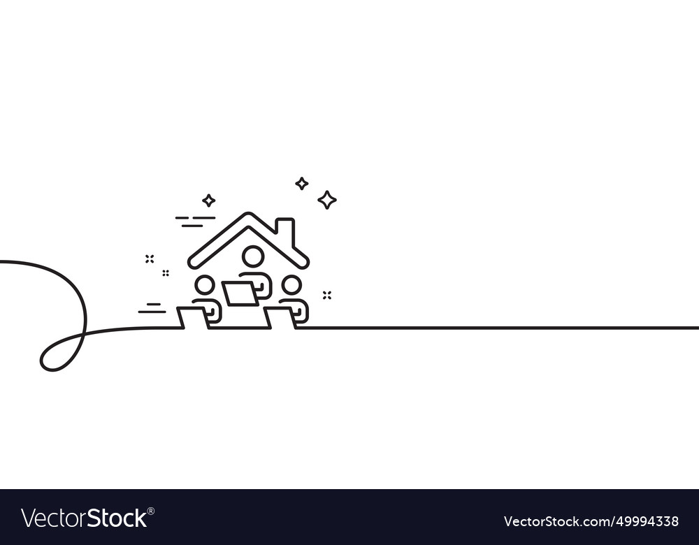 Work at home line icon teamwork sign continuous Vector Image