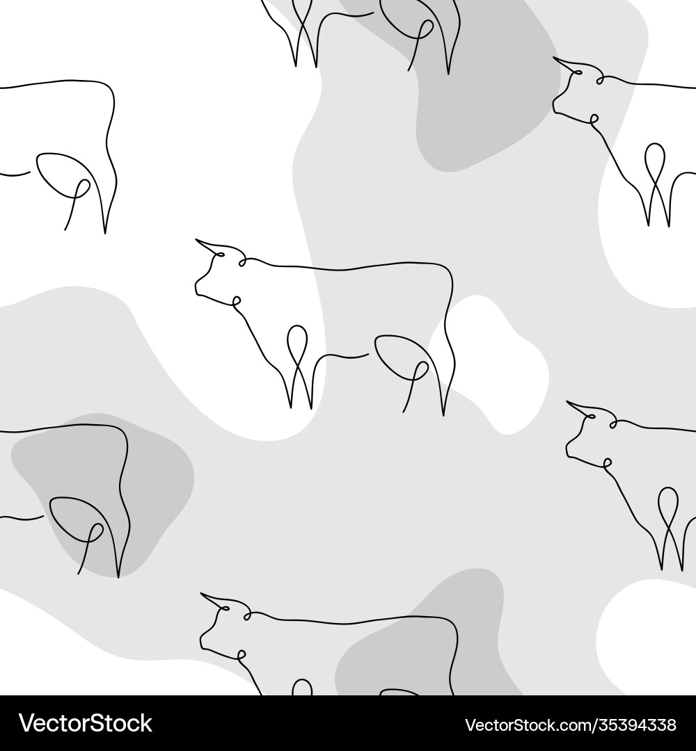 Year bull one line seamless pattern Royalty Free Vector
