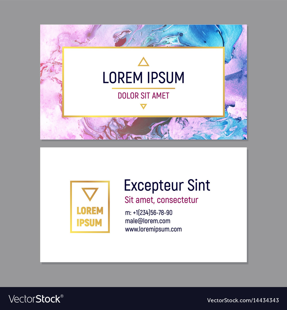Business Card Template With Marble Texture On