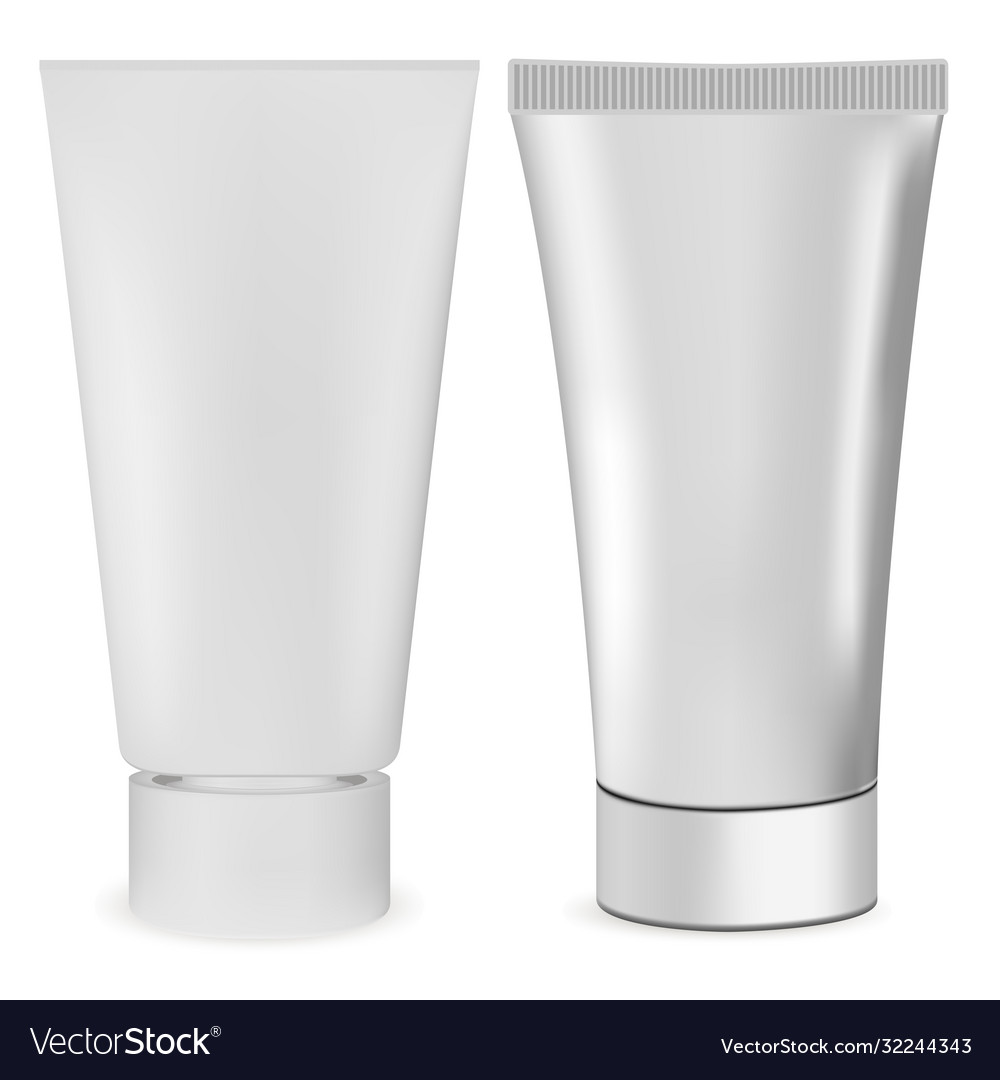 Download Tube Mockup Silver Cosmetic Tube Cream Packaging Vector Image