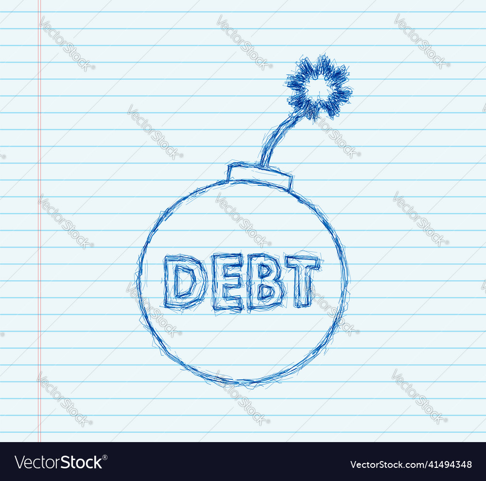 Cartoon business card with neon debt bomb