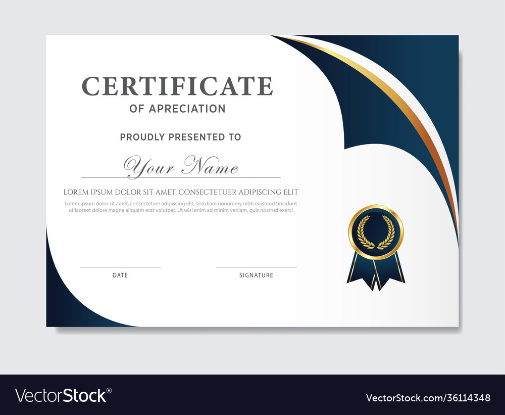 Creative certificate appreciation award Royalty Free Vector