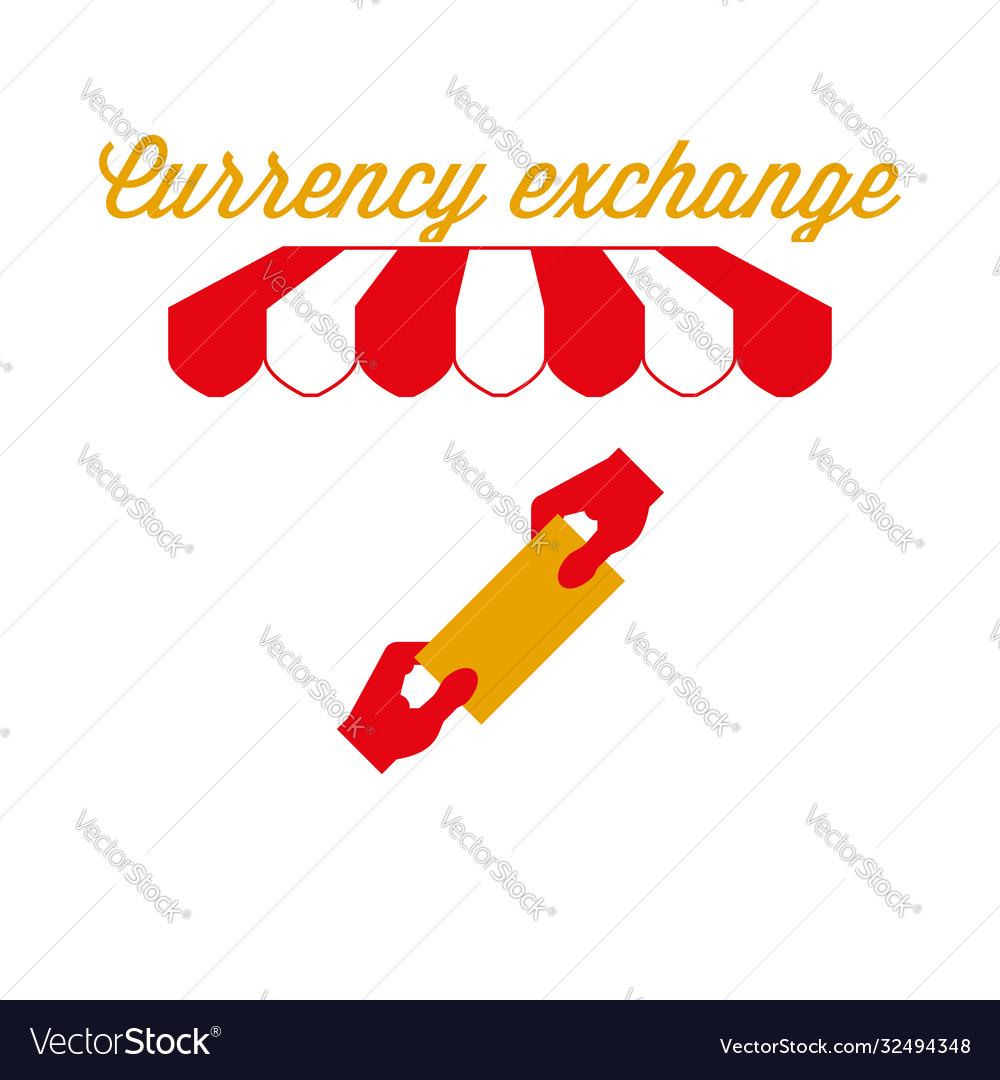 Currency exchange sign emblem red and white