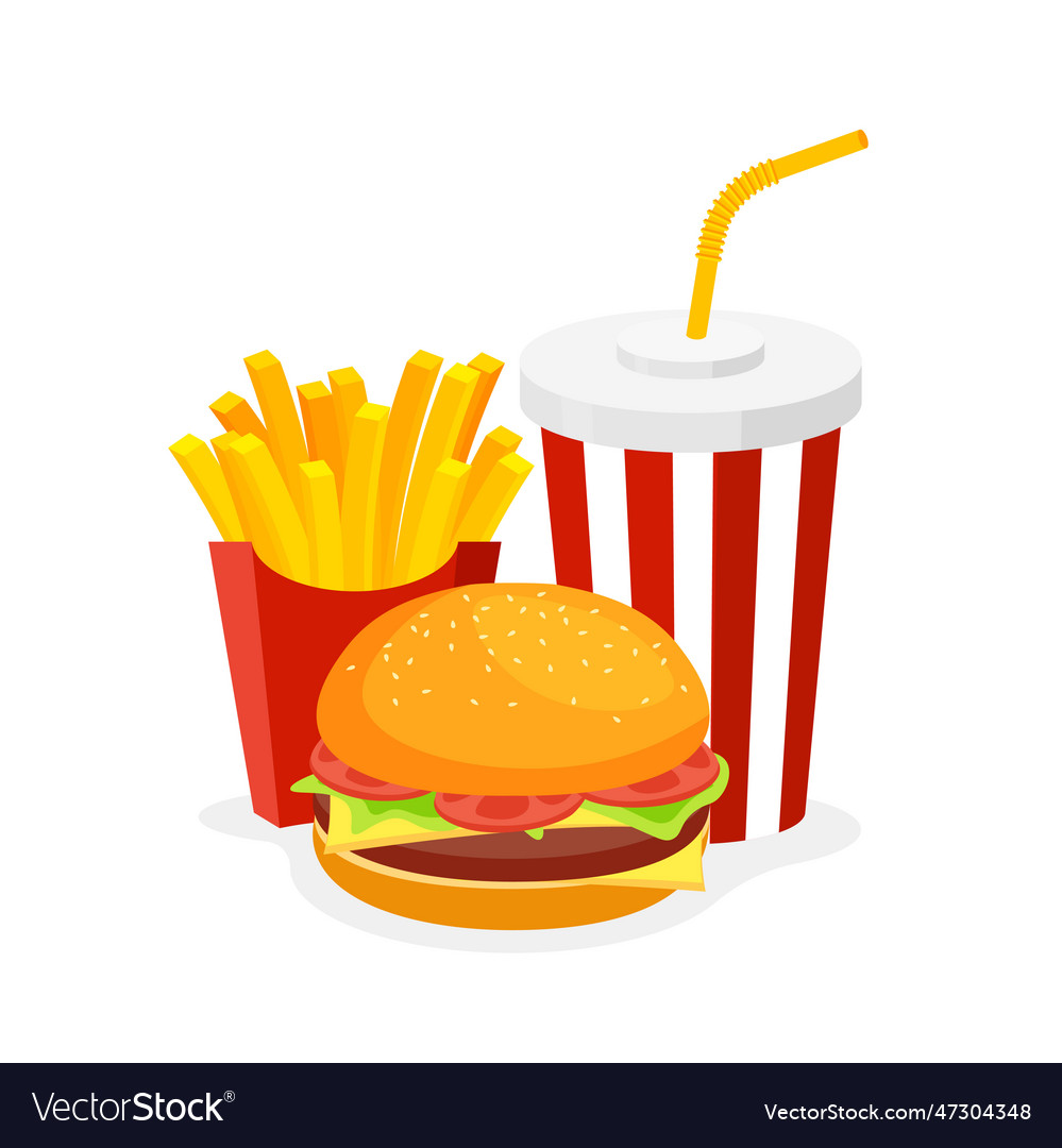 Fast food classic meal set Royalty Free Vector Image