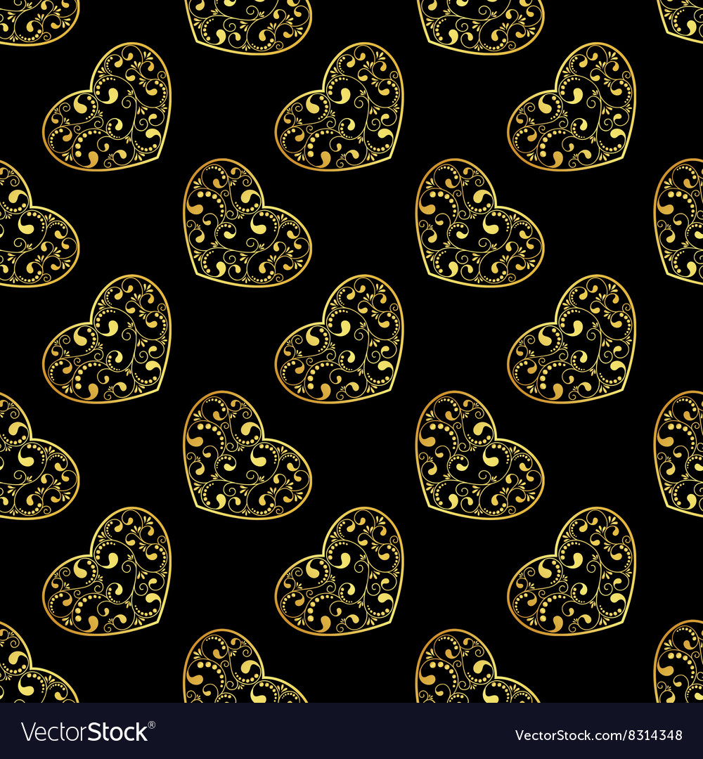 Gold hearts seamless