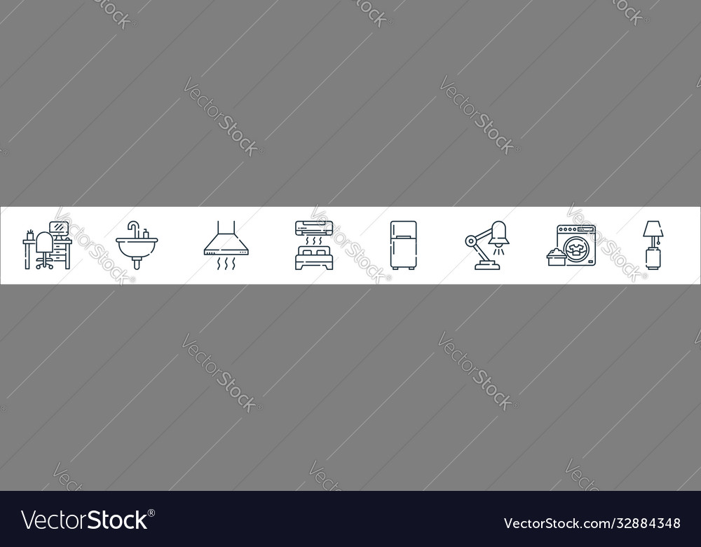 Home appliances line icons linear set quality