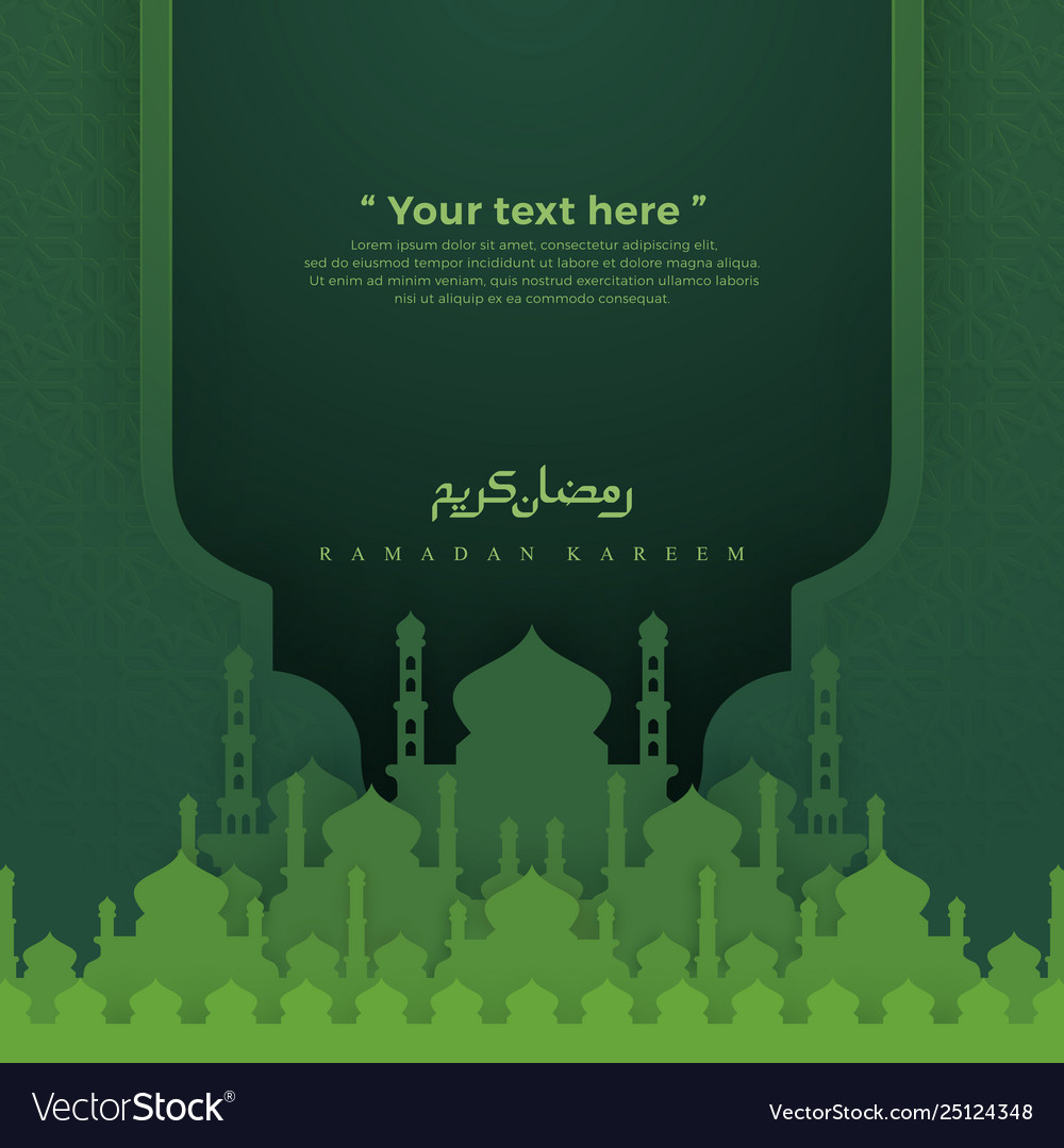 islamic green background with mosque royalty free vector vectorstock