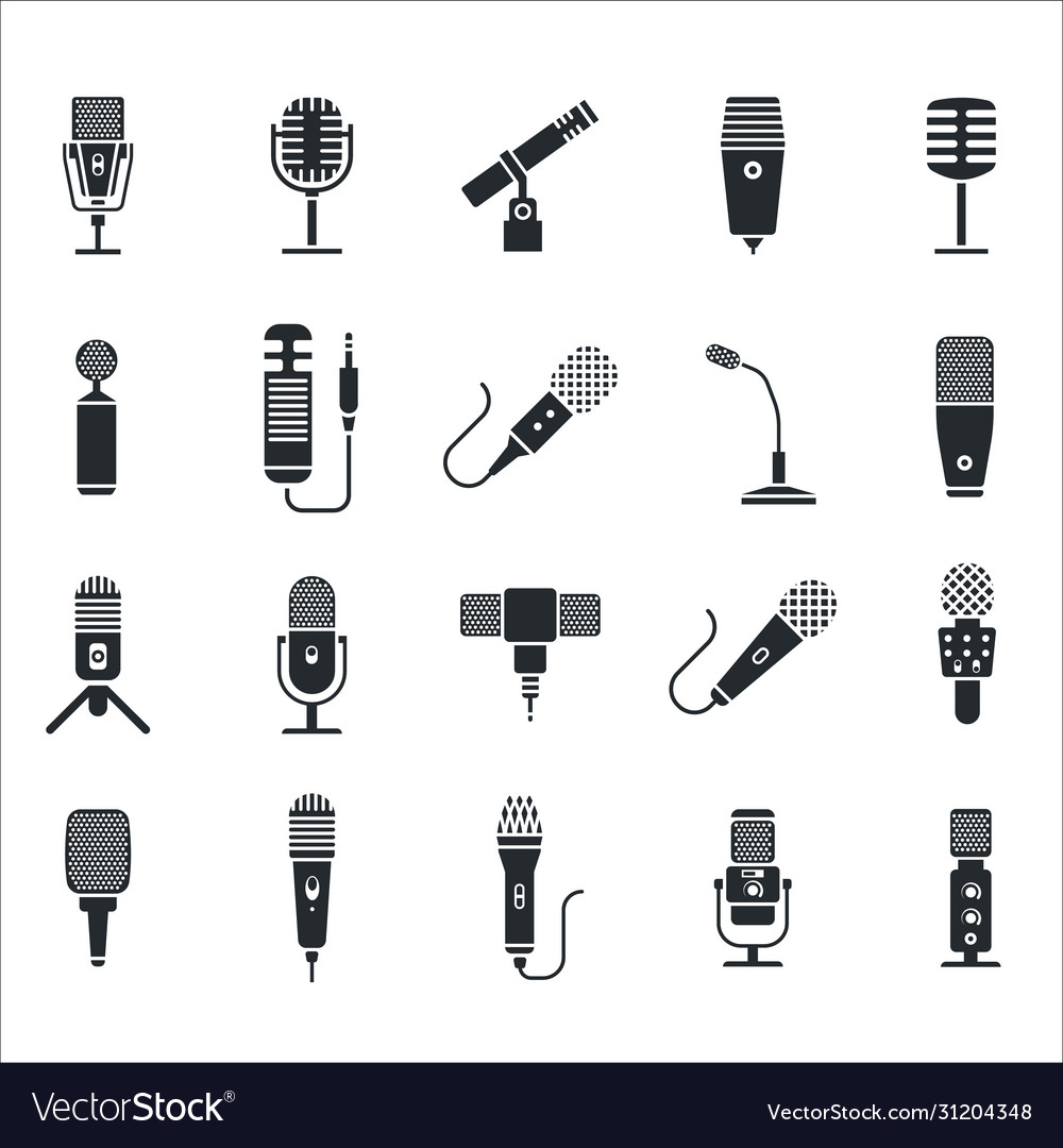 Radio and music microphone icon set