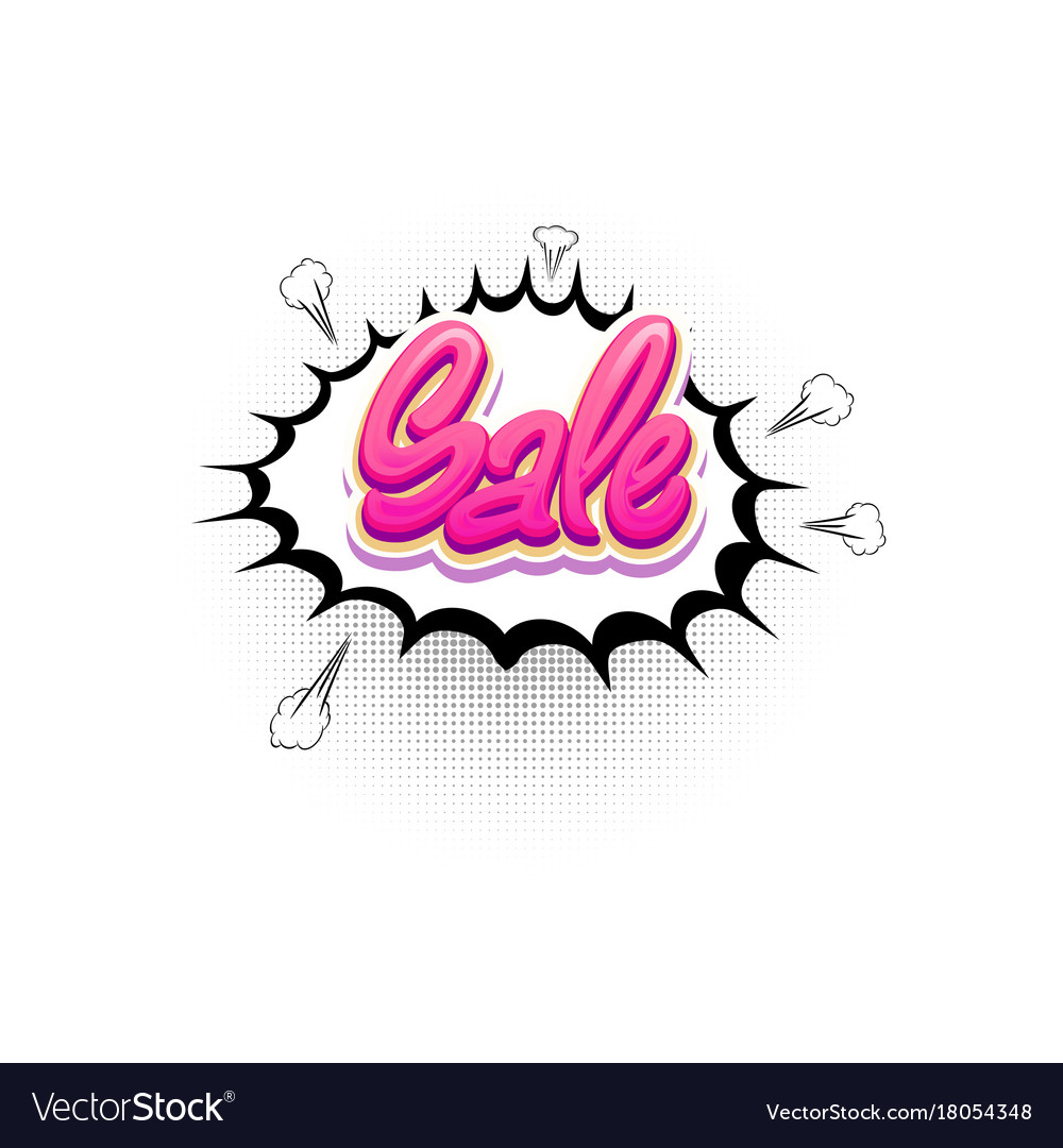 Sale pop art splash cloud comic text speech