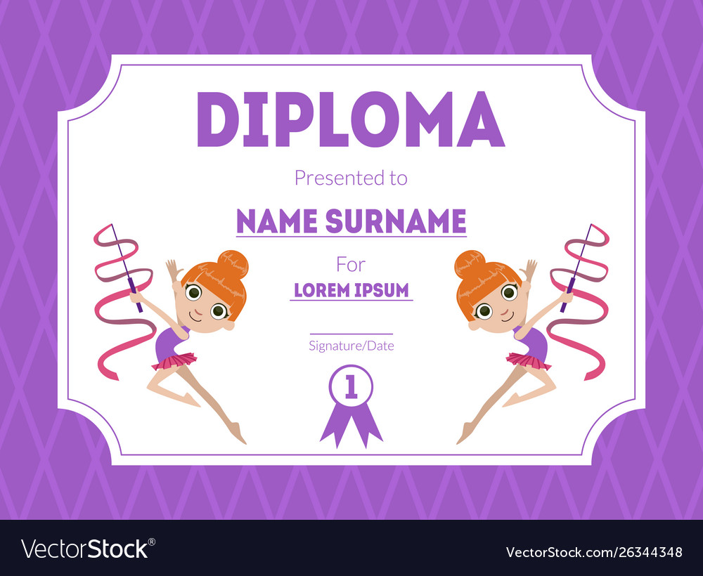 Sports award diploma template kids certificate Vector Image