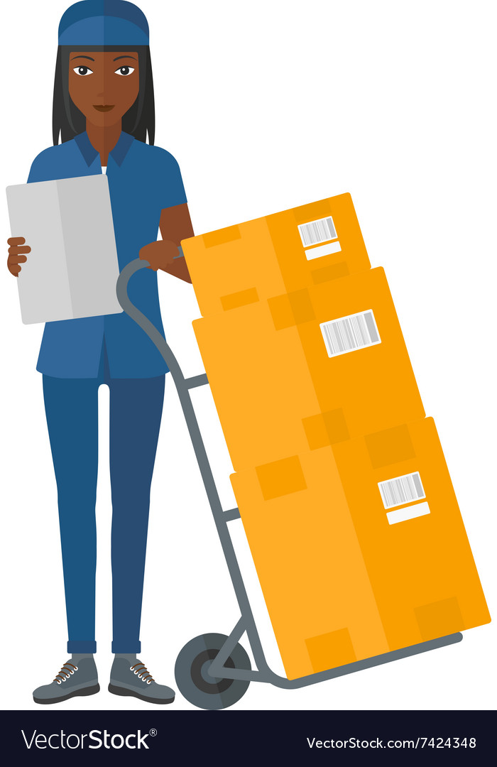 Woman delivering boxes Royalty Free Vector Image