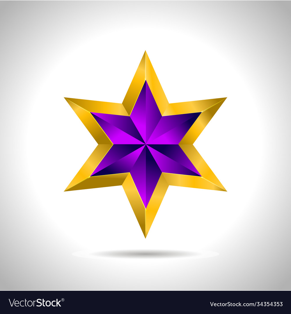 A purple gold star on steel background file new Vector Image