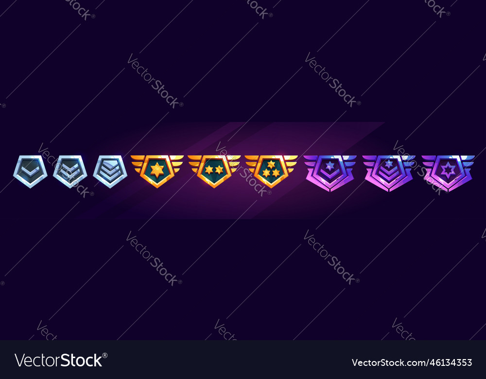 Army rank badges gold military insignia signs Vector Image