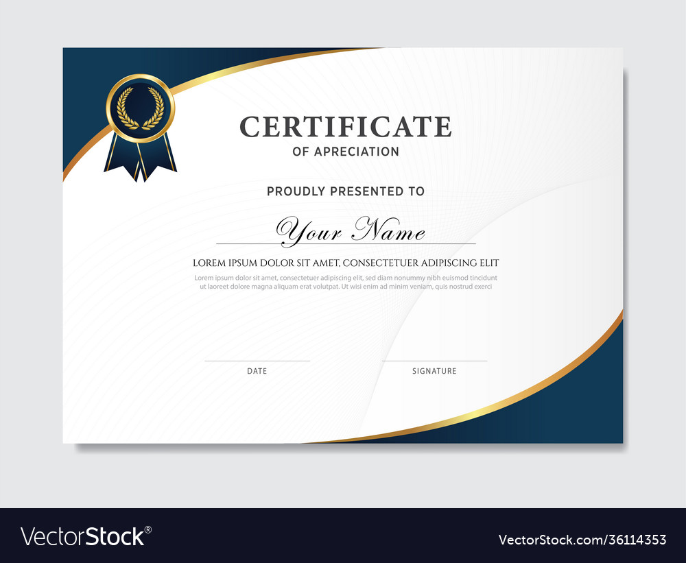 Creative certificate appreciation award Royalty Free Vector