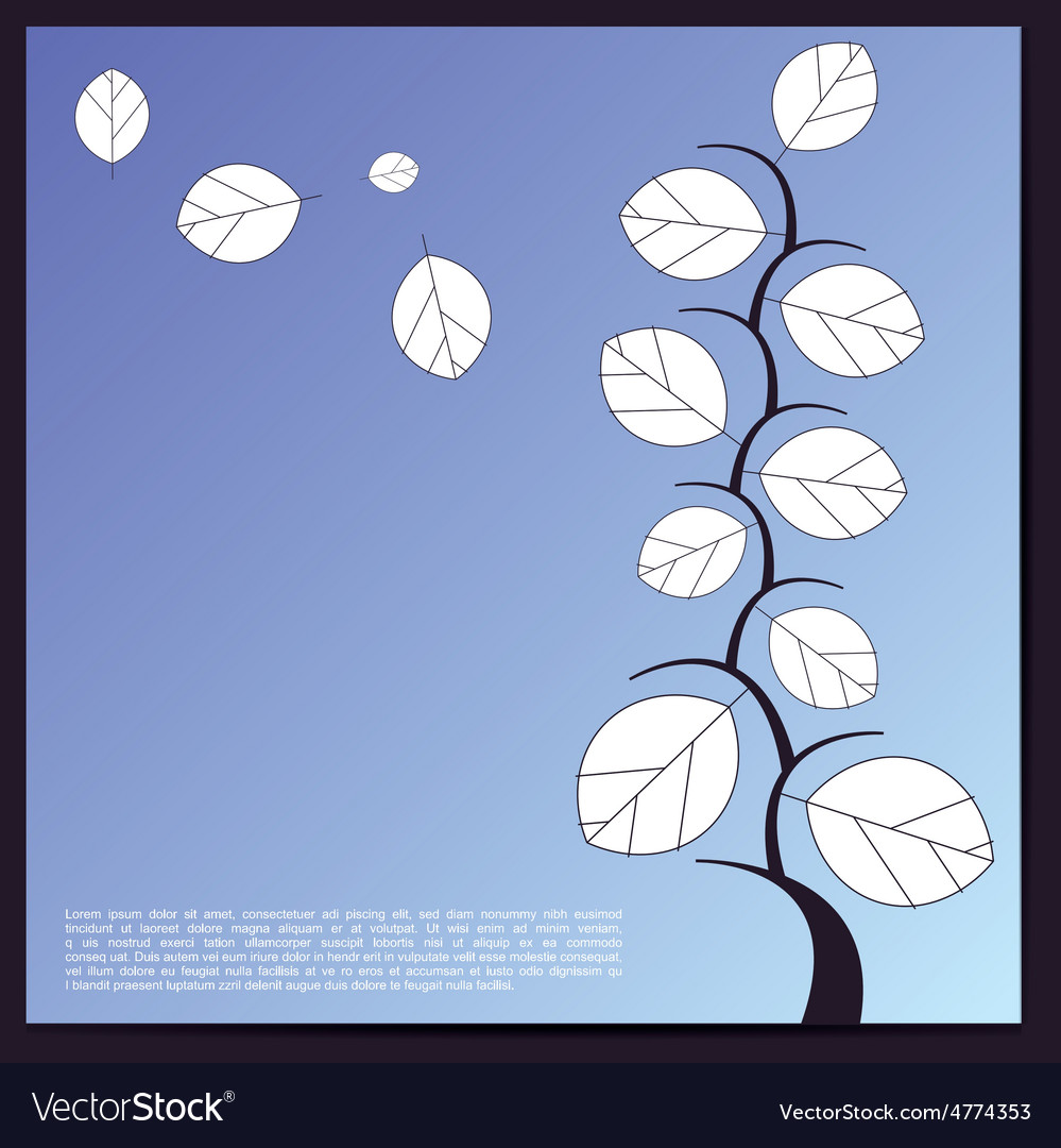 Decorative tree with white leaves on blue
