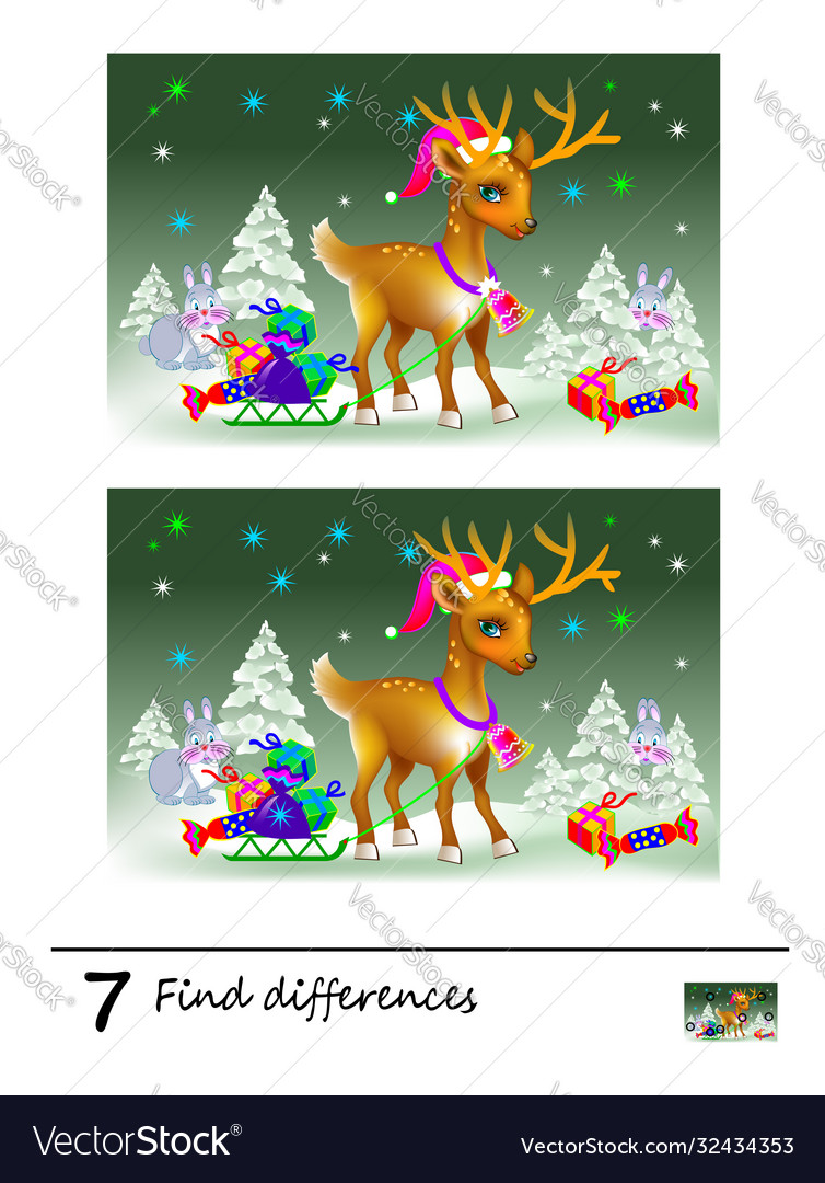 Find 7 differences logic puzzle game for children