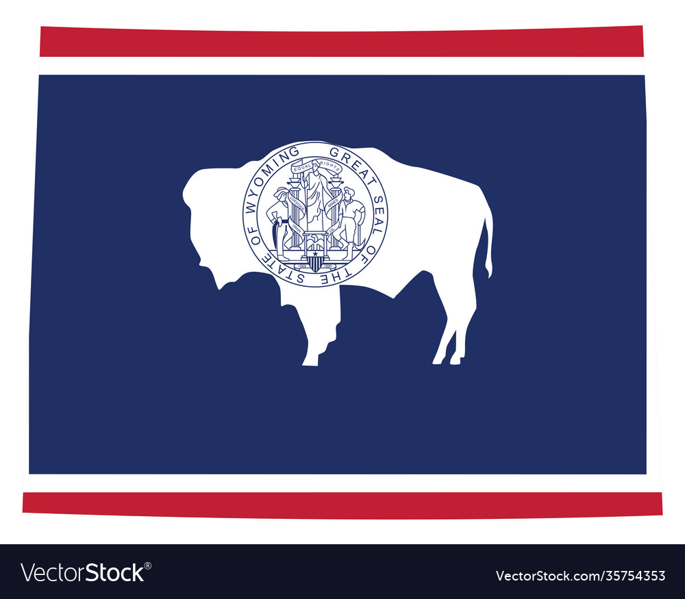 Flag and silhouette state wyoming Royalty Free Vector Image