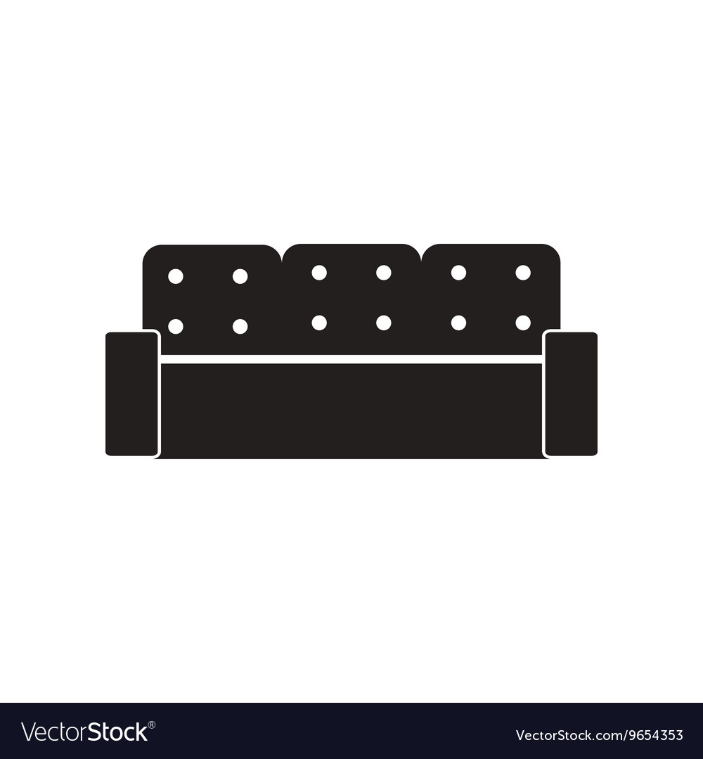 Flat icon in black and white style sofa Royalty Free Vector