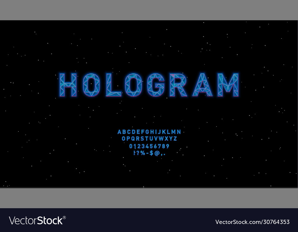 Futuristic hologram hud blue font design