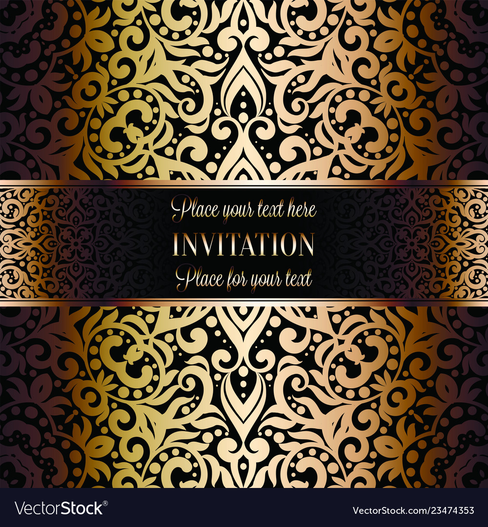 Gold wedding invitation card template design Vector Image