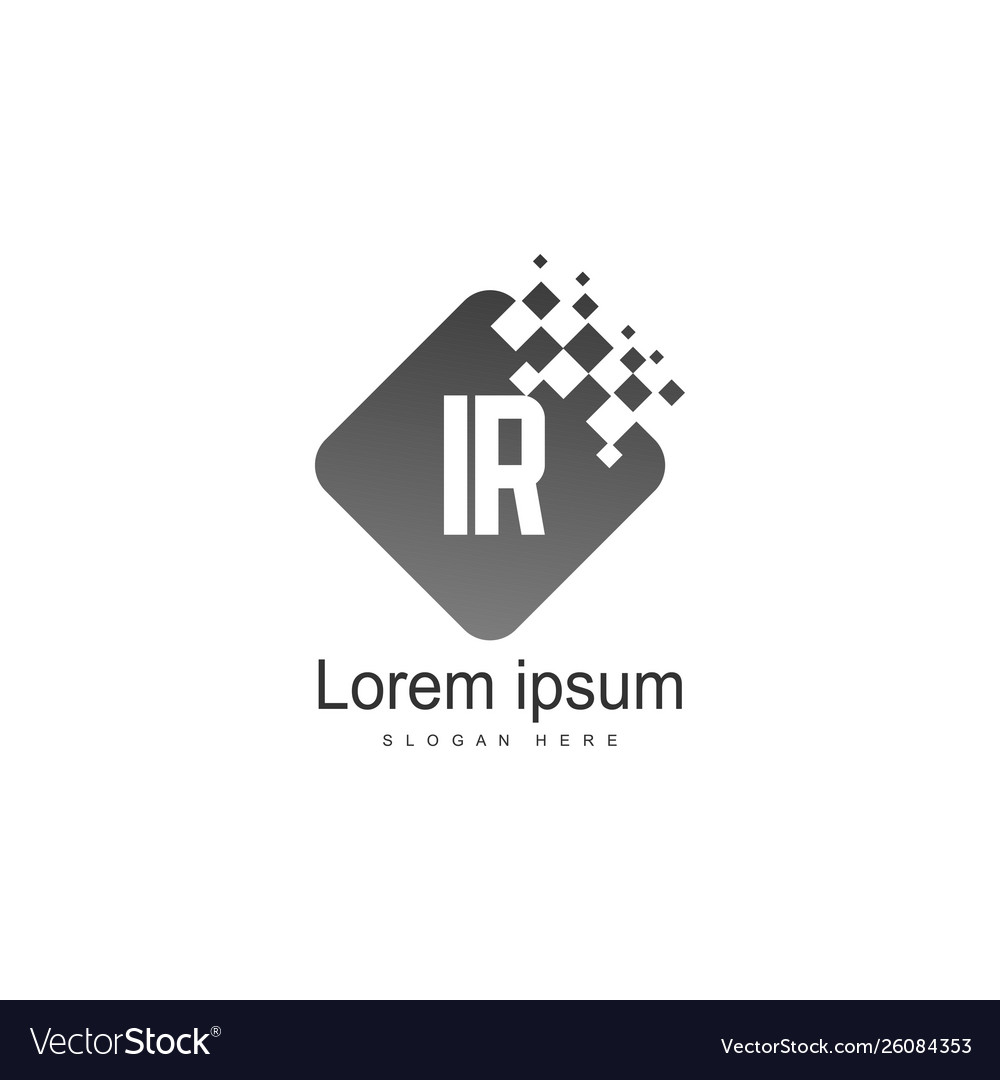 Initial ir logo template with modern frame Vector Image