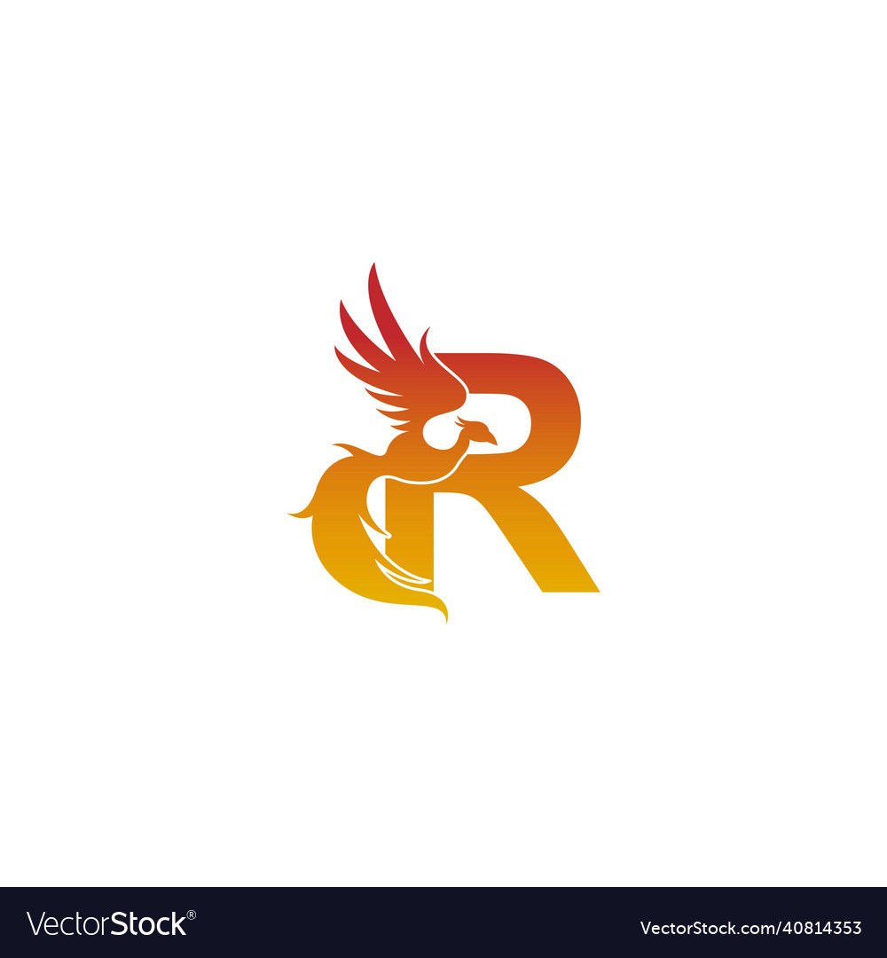 Letter r icon with phoenix logo design template